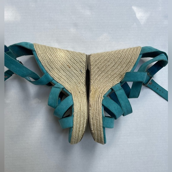 Teal Strap Womens Wedges - Picture 4 of 9
